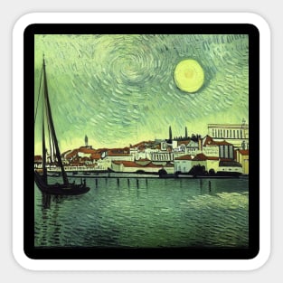 Lisbon cityscape in Van Gogh's style Sticker